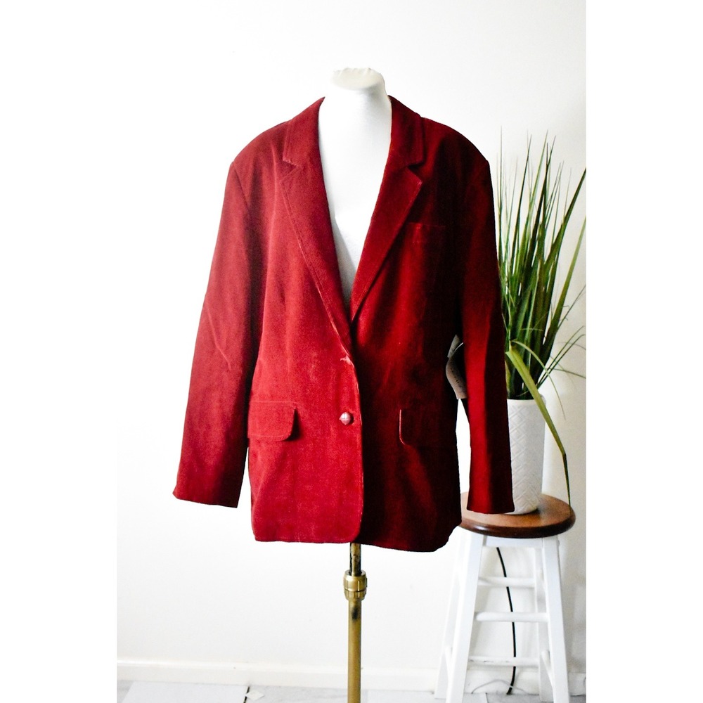 Classic Fashions Corduroy Blazer Men M Burgundy 70 Vintage Academic Retro Jacket